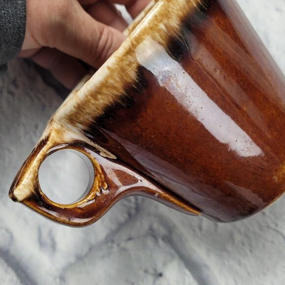 Vintage Hull Retro Diner Style Brown Drip Glaze Mug OvenProof USA - Picture 9 of 12